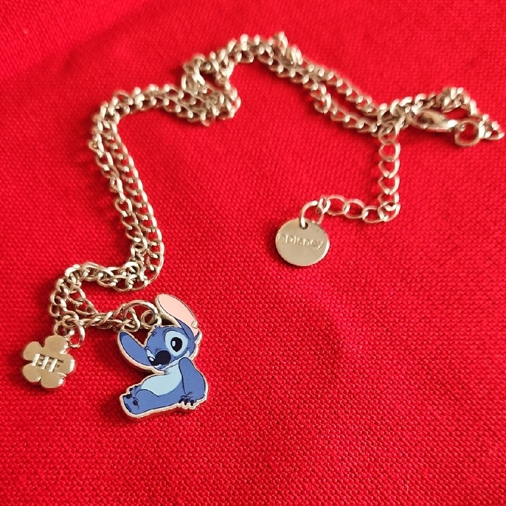 Disney Kids Necklace with Blue Stitch and Silver Chain - Picture 2 of 5